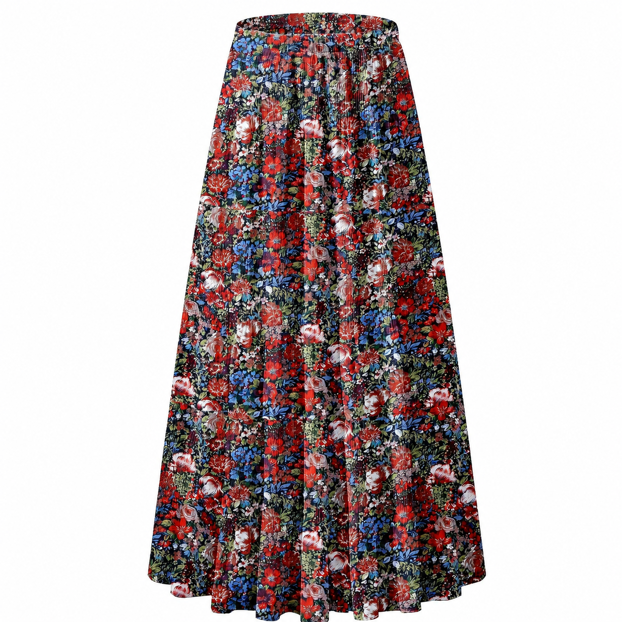 Chiffon Elastic High Waist Pleated Flared Maxi Skirts