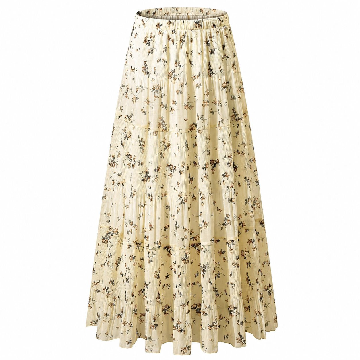Chiffon Elastic High Waist Pleated Flared Maxi Skirts