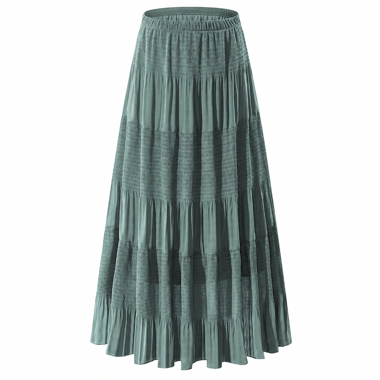 Chiffon Elastic High Waist Pleated Flared Maxi Skirts