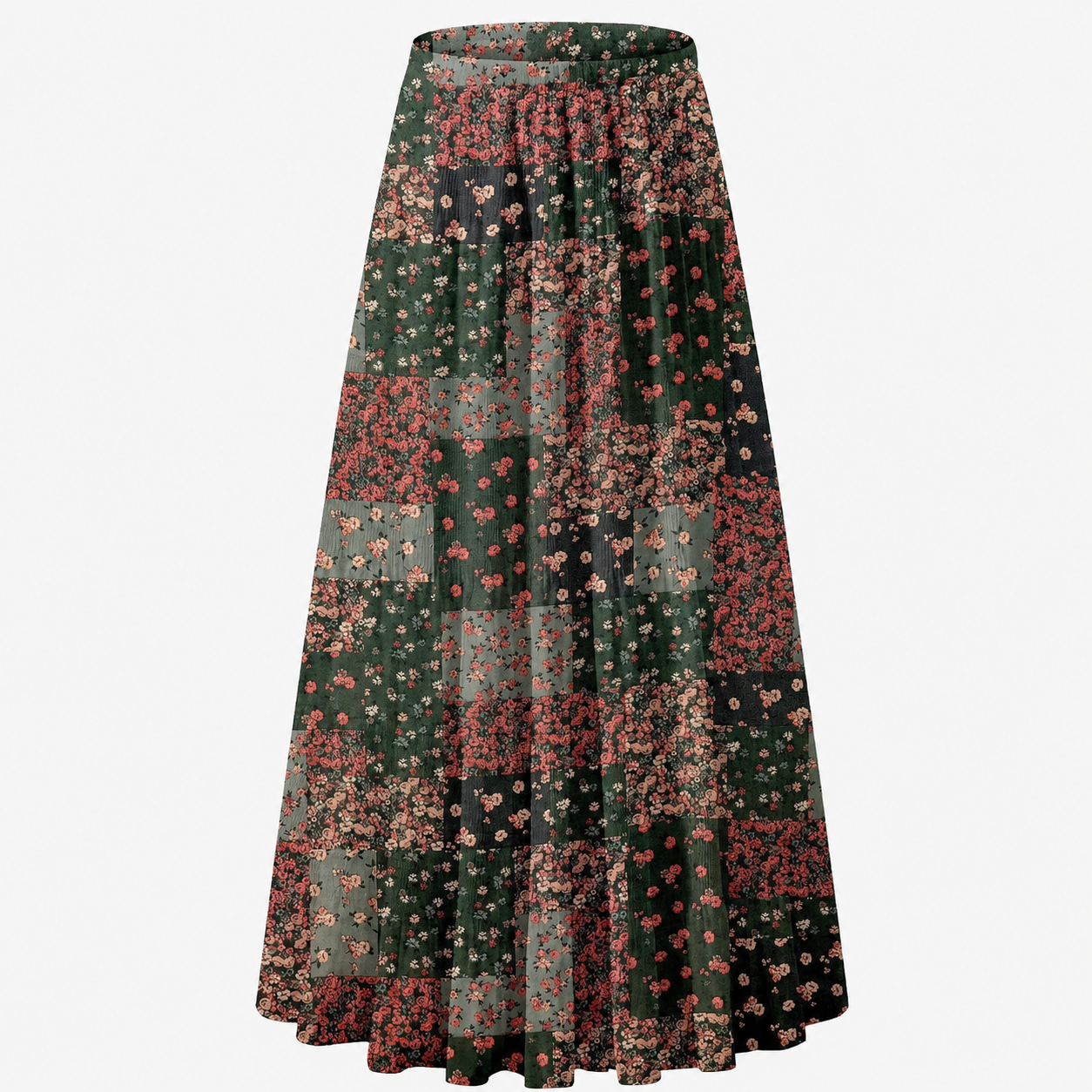 Chiffon Elastic High Waist Pleated Flared Maxi Skirts