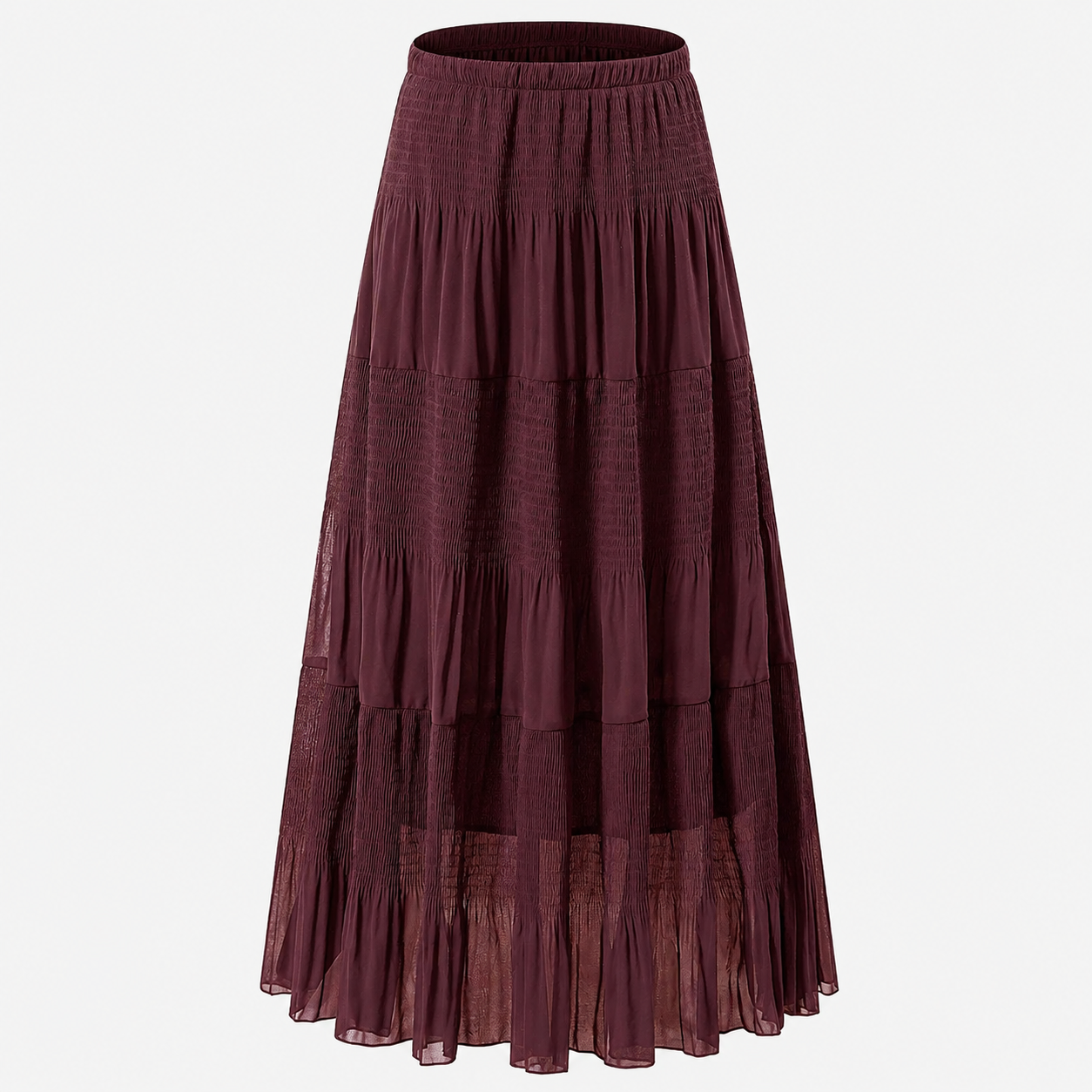 Chiffon Elastic High Waist Pleated Flared Maxi Skirts