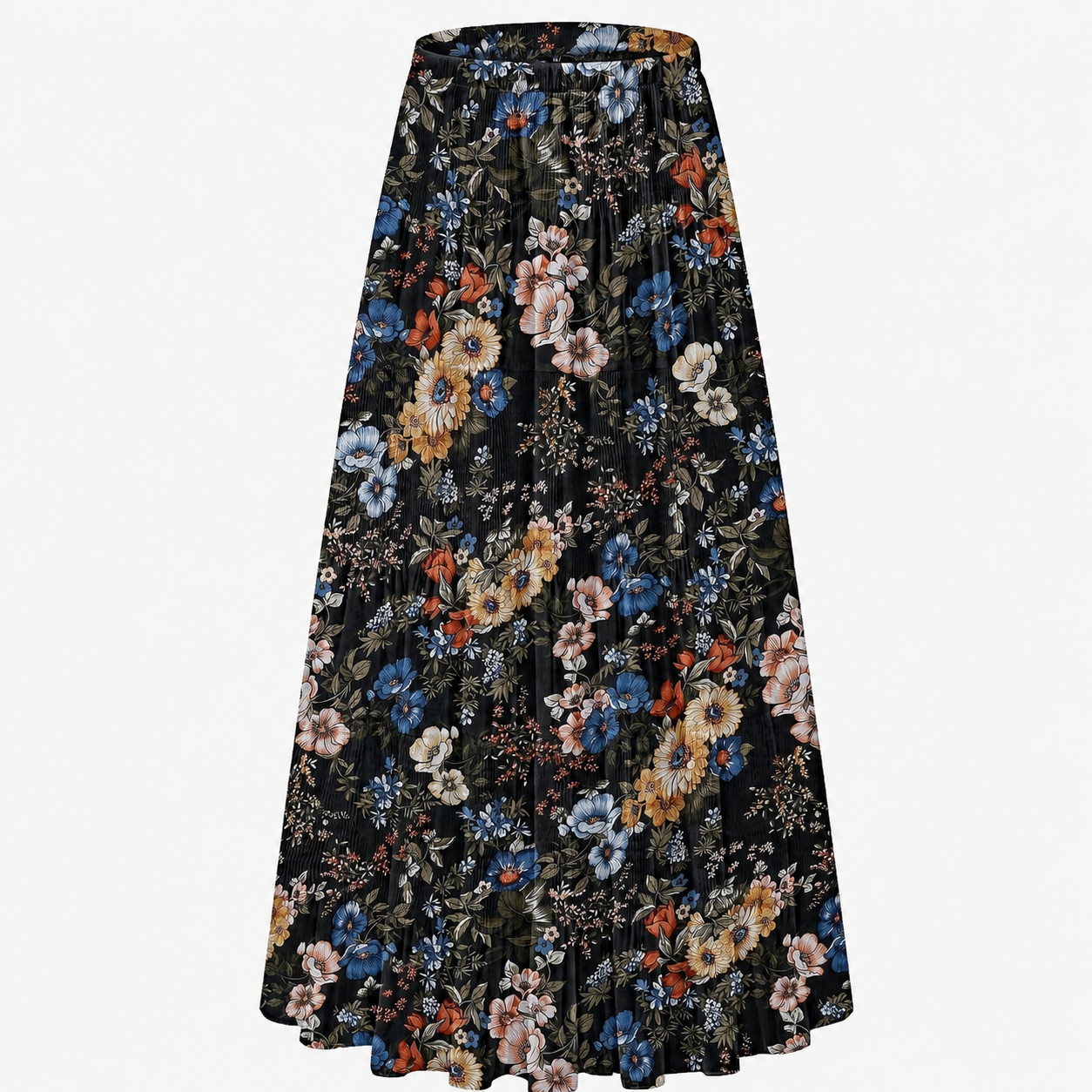 Chiffon Elastic High Waist Pleated Flared Maxi Skirts