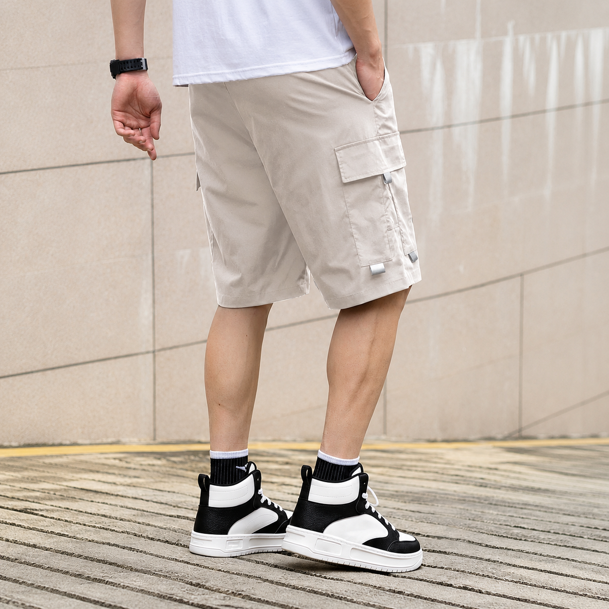 Solid Casual Shorts With Drawstring And Pocket For Men