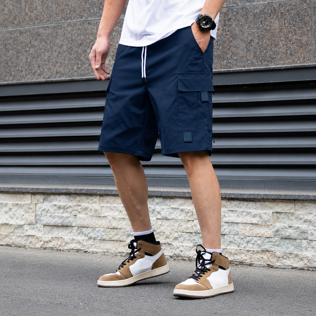 Solid Casual Shorts With Drawstring And Pocket For Men