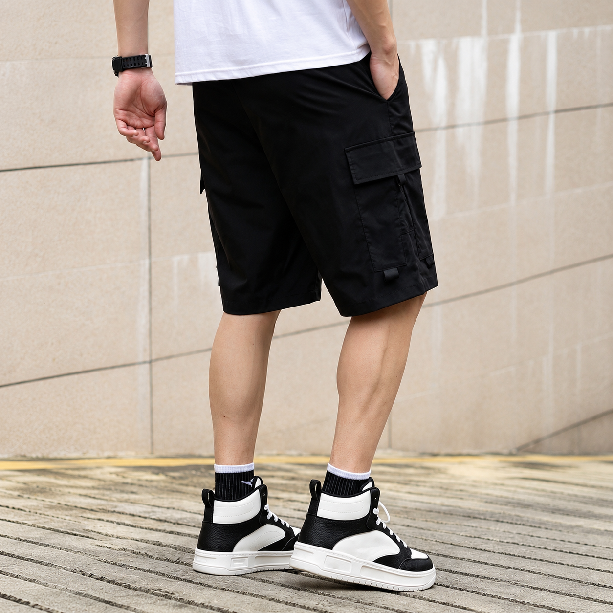 Solid Casual Shorts With Drawstring And Pocket For Men