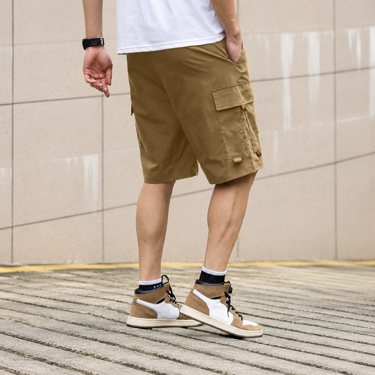 Solid Casual Shorts With Drawstring And Pocket For Men