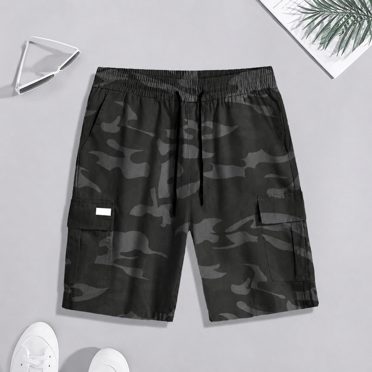 Casual Cargo Summer Printed Shorts With Drawstring For Men