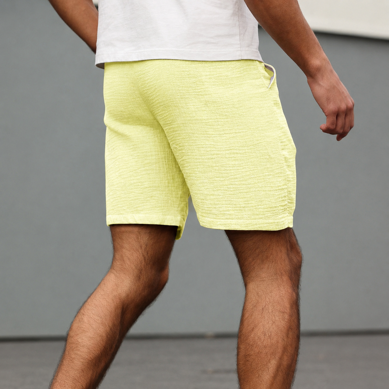 Casual Cotton Holiday Shorts With Drawstring For Men