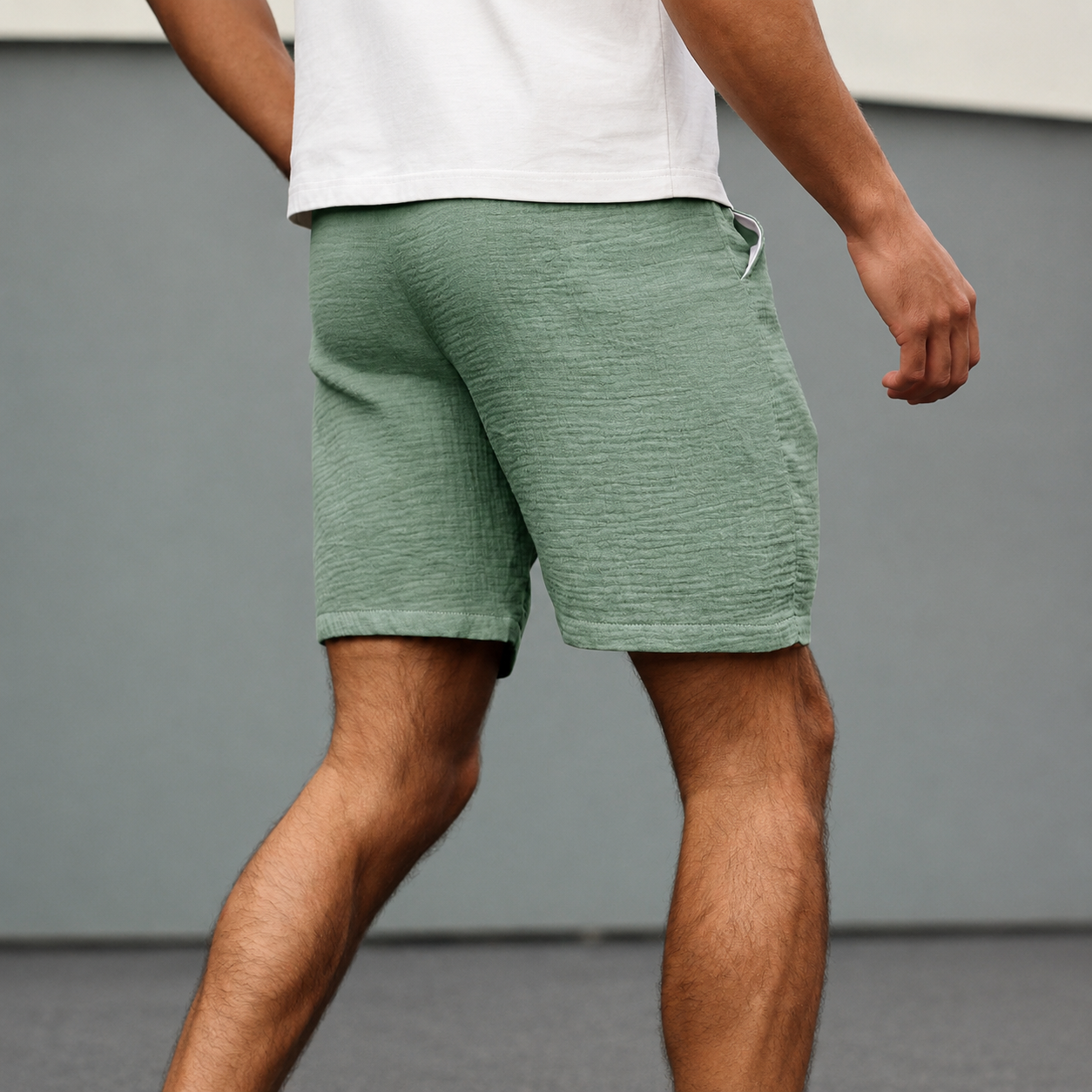 Casual Cotton Holiday Shorts With Drawstring For Men