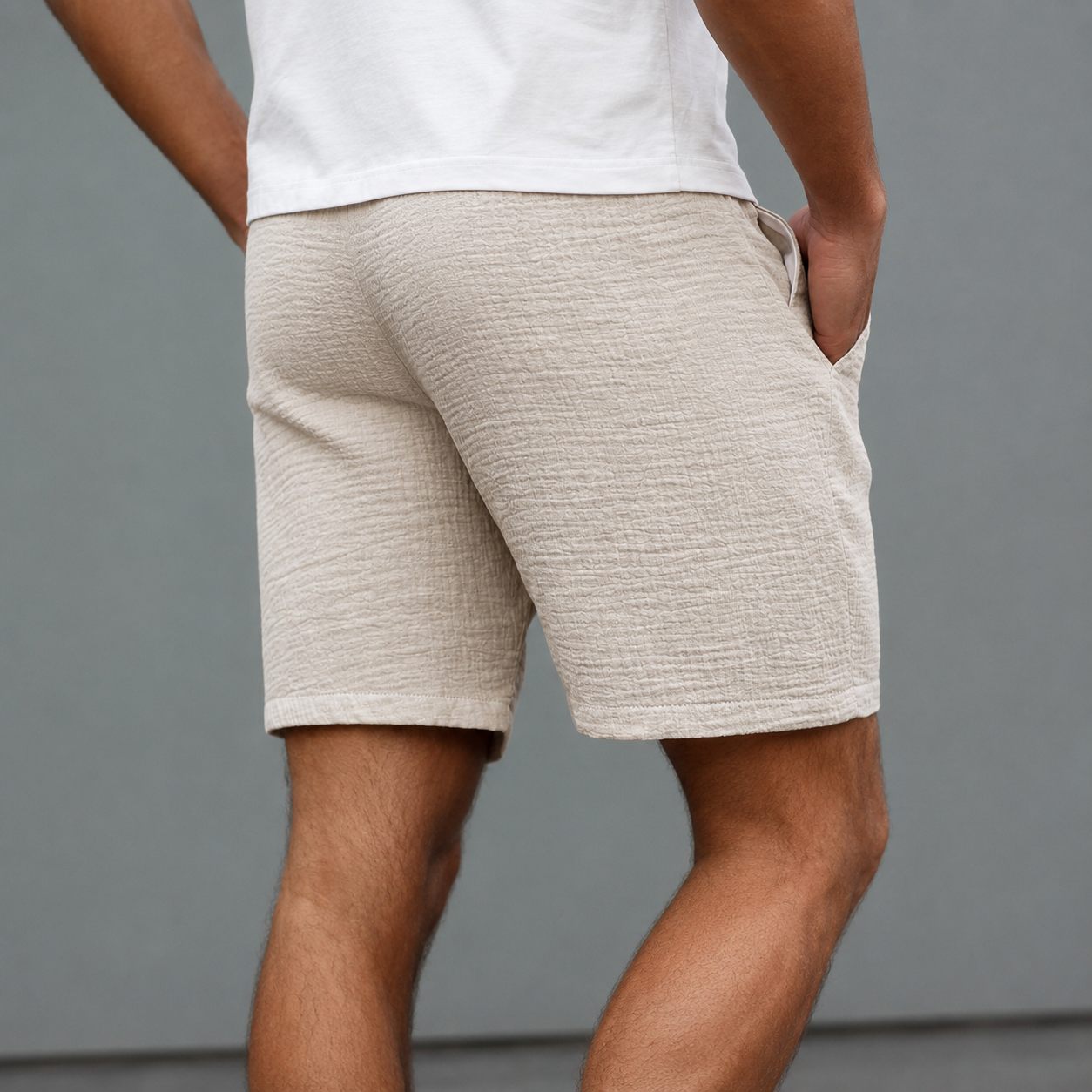 Casual Cotton Holiday Shorts With Drawstring For Men