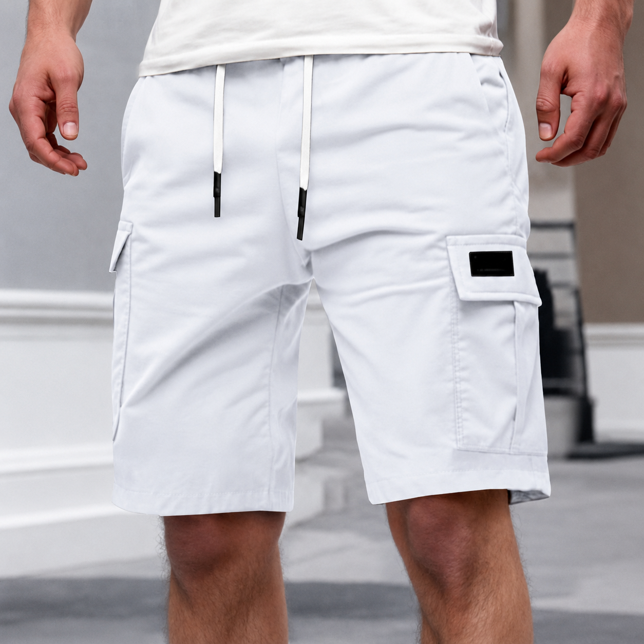 Casual Cargo Summer Shorts With Drawstring For Men