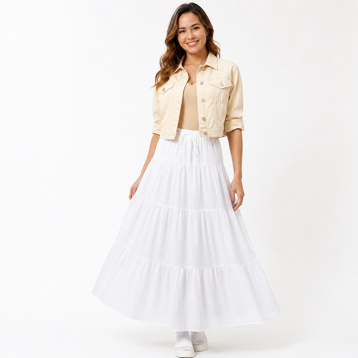 Boho Flowy Maxi Skirt With Elastic For Women