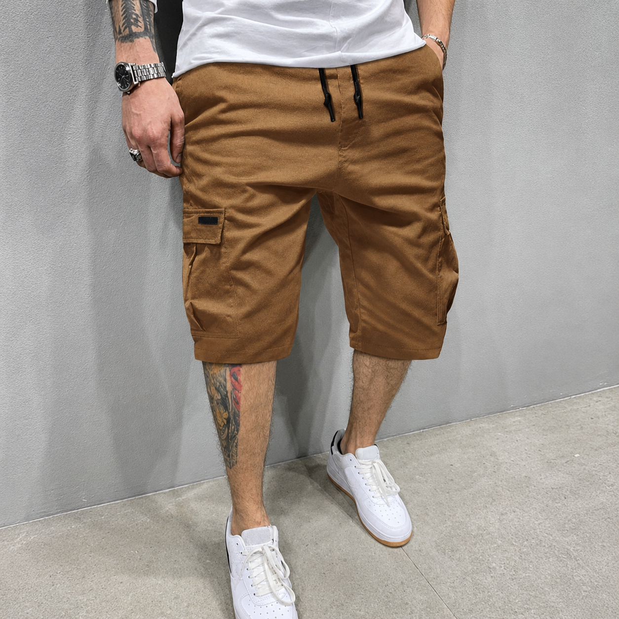Summer Casual Cargo Shorts With Drawstring For Men