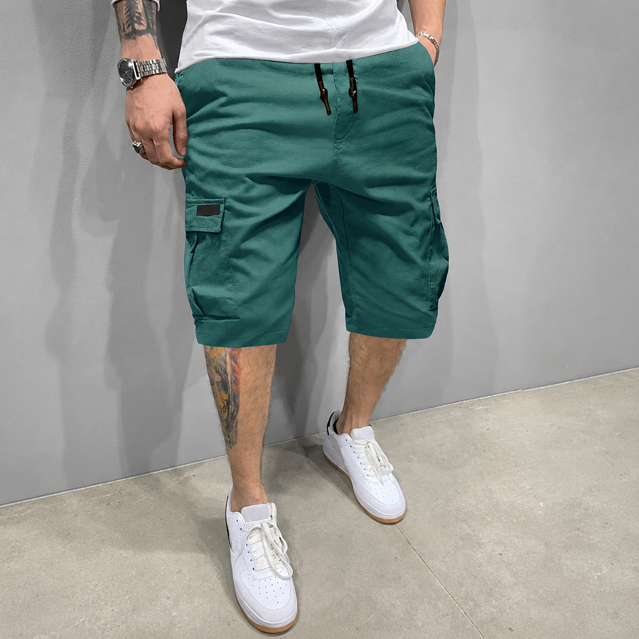 Summer Casual Cargo Shorts With Drawstring For Men