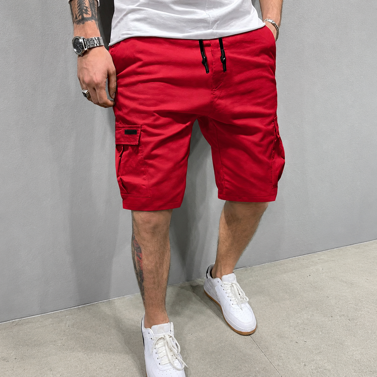 Summer Casual Cargo Shorts With Drawstring For Men