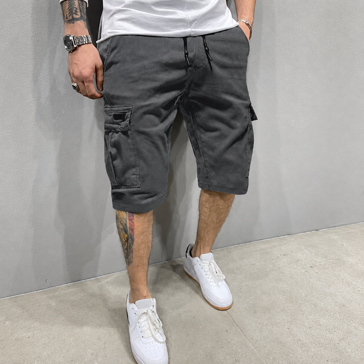Summer Casual Cargo Shorts With Drawstring For Men