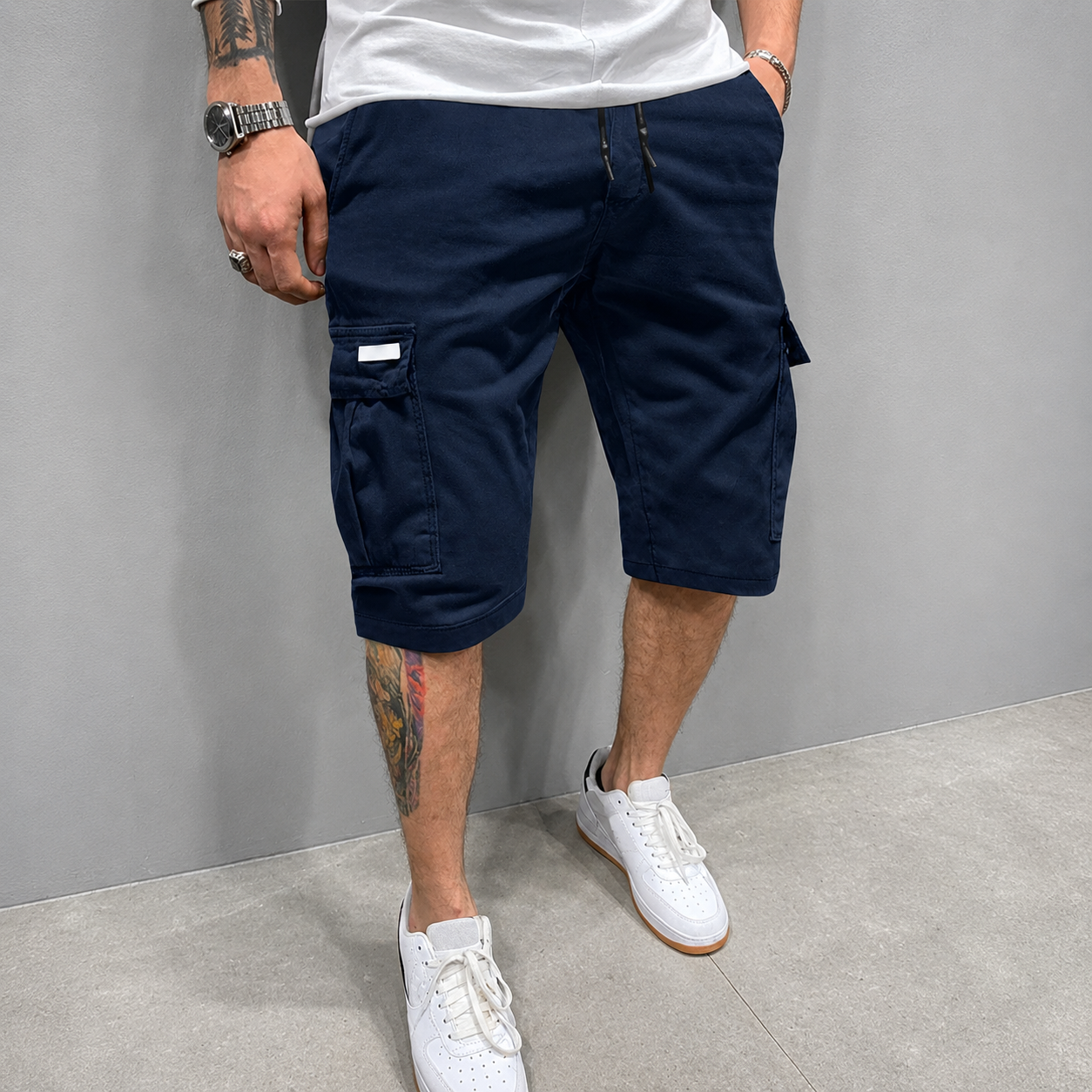 Summer Casual Cargo Shorts With Drawstring For Men