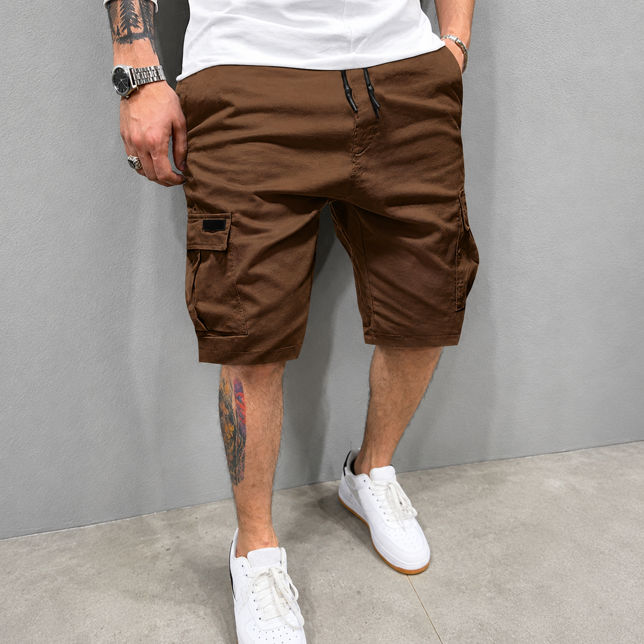 Summer Casual Cargo Shorts With Drawstring For Men