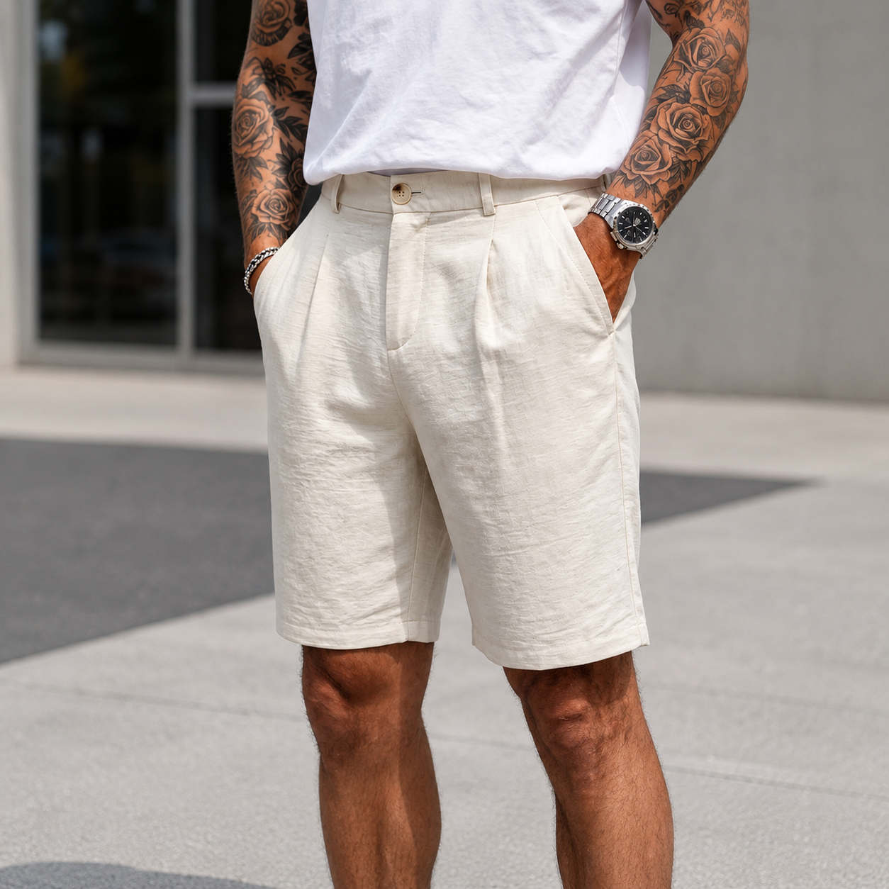 Casual Straight Vintage Summer Chino Shorts For Men