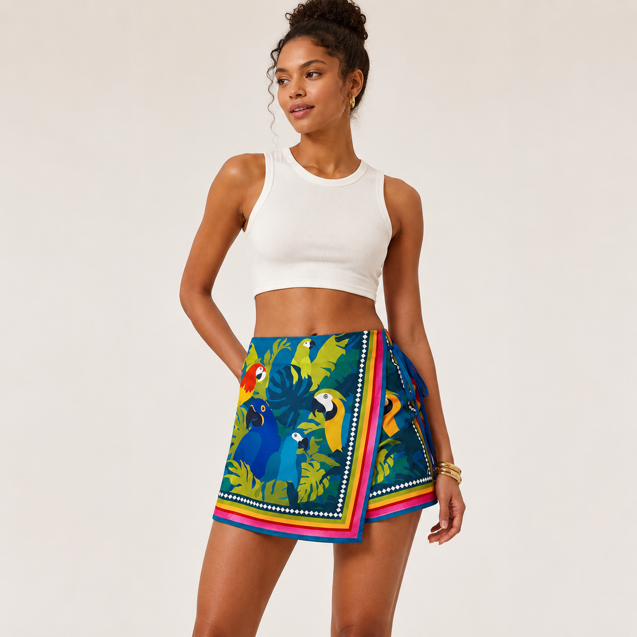 Wrap Summer Beach Skorts Skirts With Tie For Women