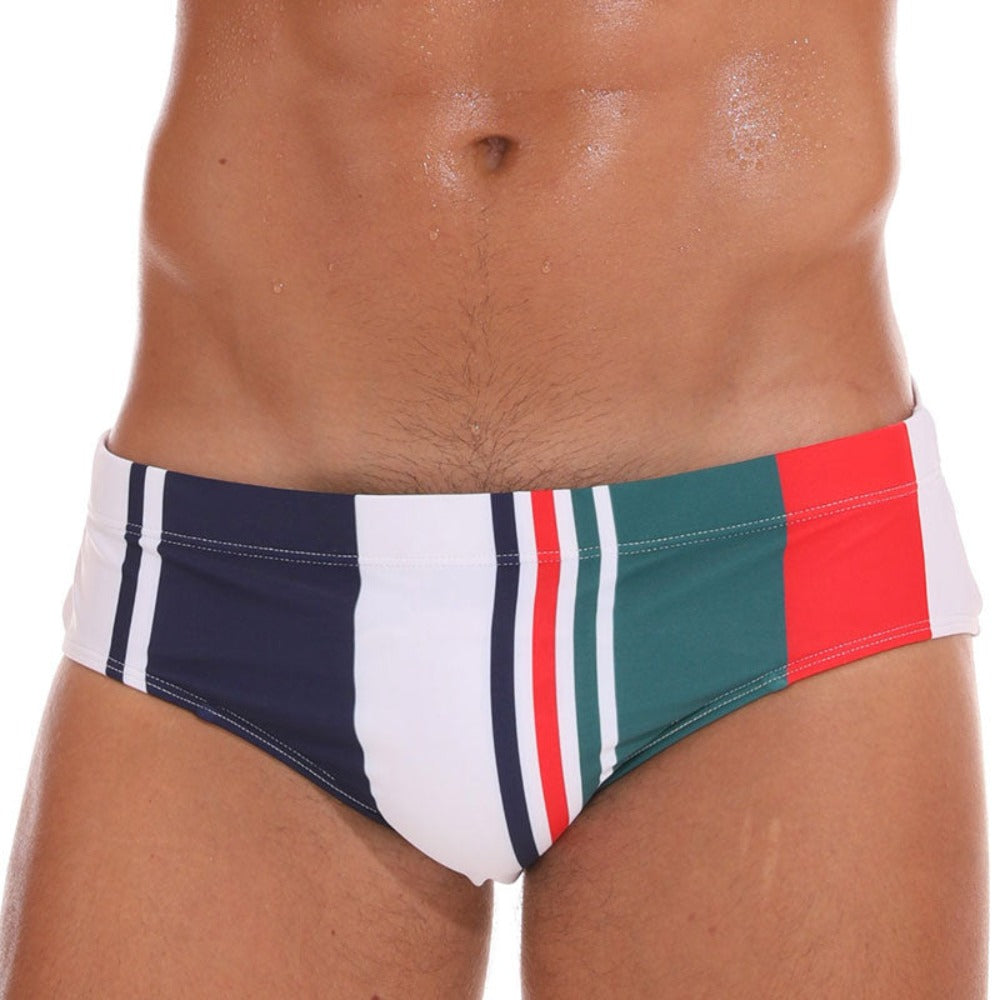 Coloured Striped Swim Brief-Waves And Trunks