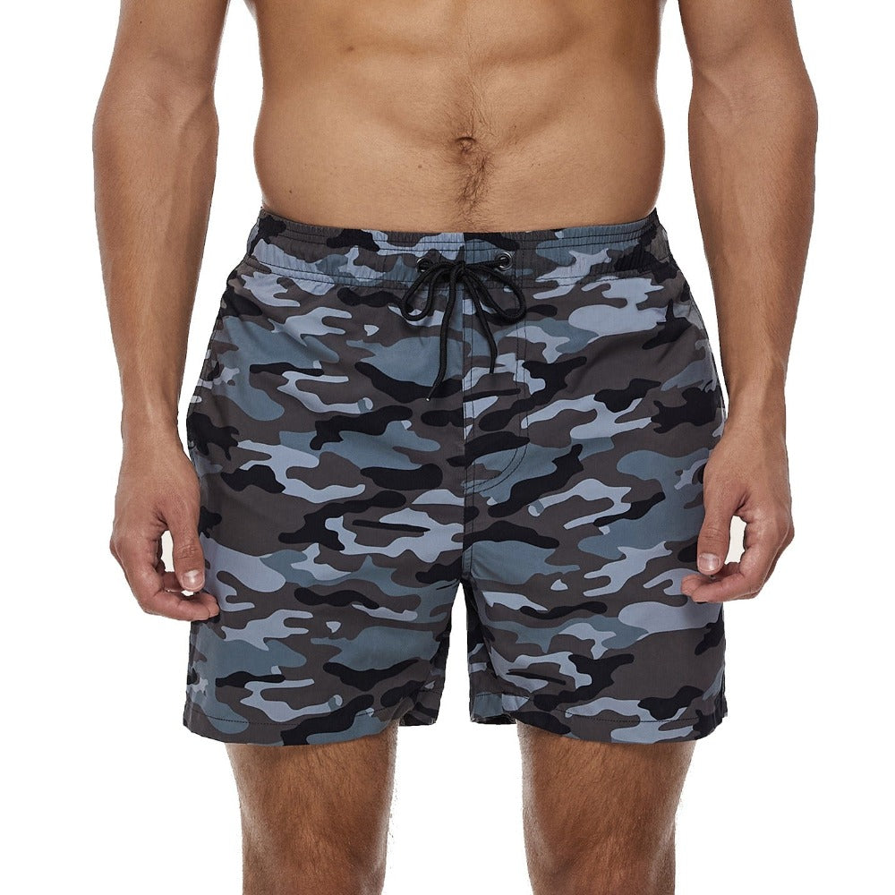 Camouflage Print Plus Size Drawstring Shorts-Waves And Trunks