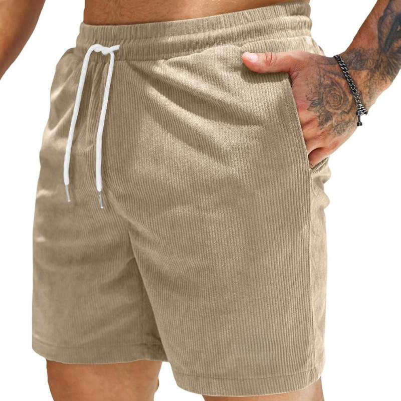 Corduroy Shorts Drawstring Closure Lightweight and Casual Comfort-Waves And Trunks