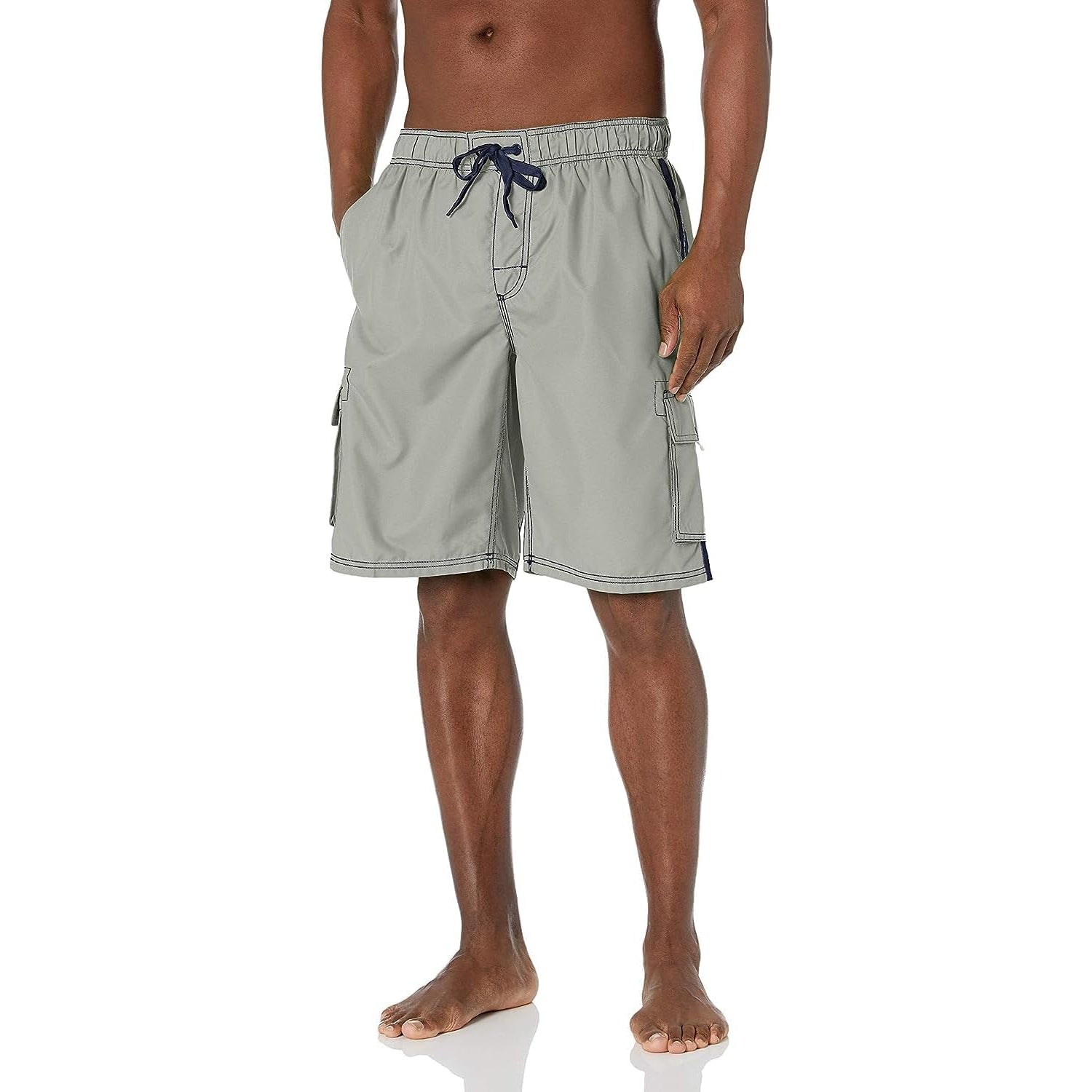 Drawstring Side Pocketed Swim Shorts-Waves And Trunks