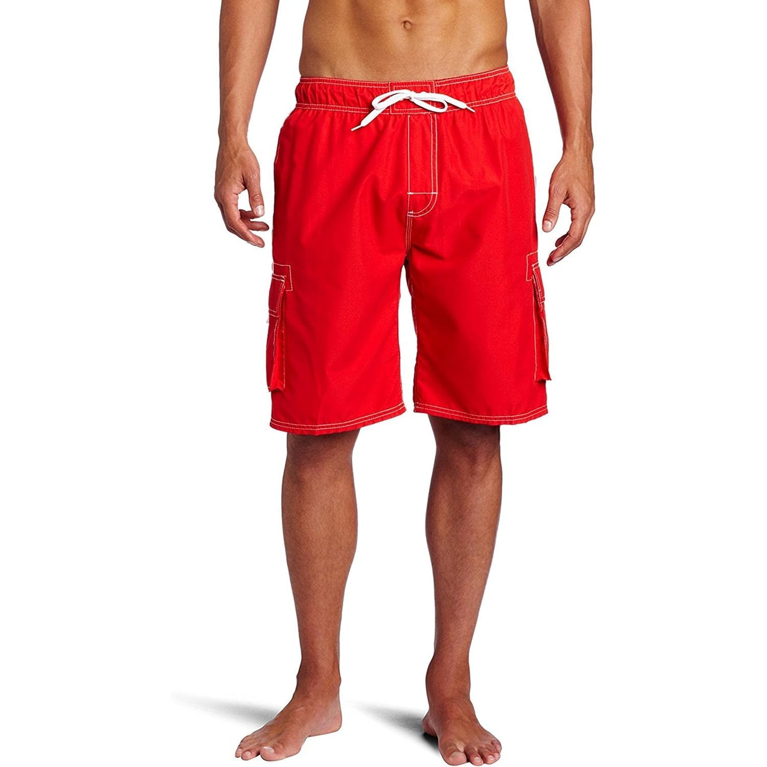 Drawstring Side Pocketed Swim Shorts-Waves And Trunks