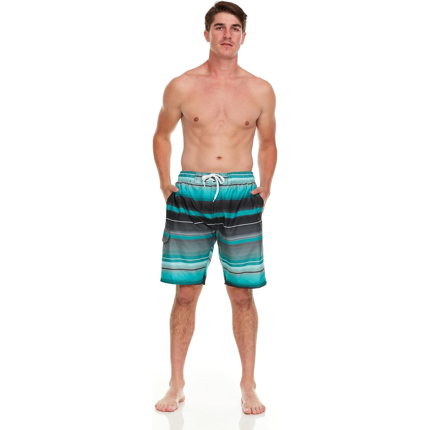 Drawstring Side Pockets Swim Trunks-Waves And Trunks