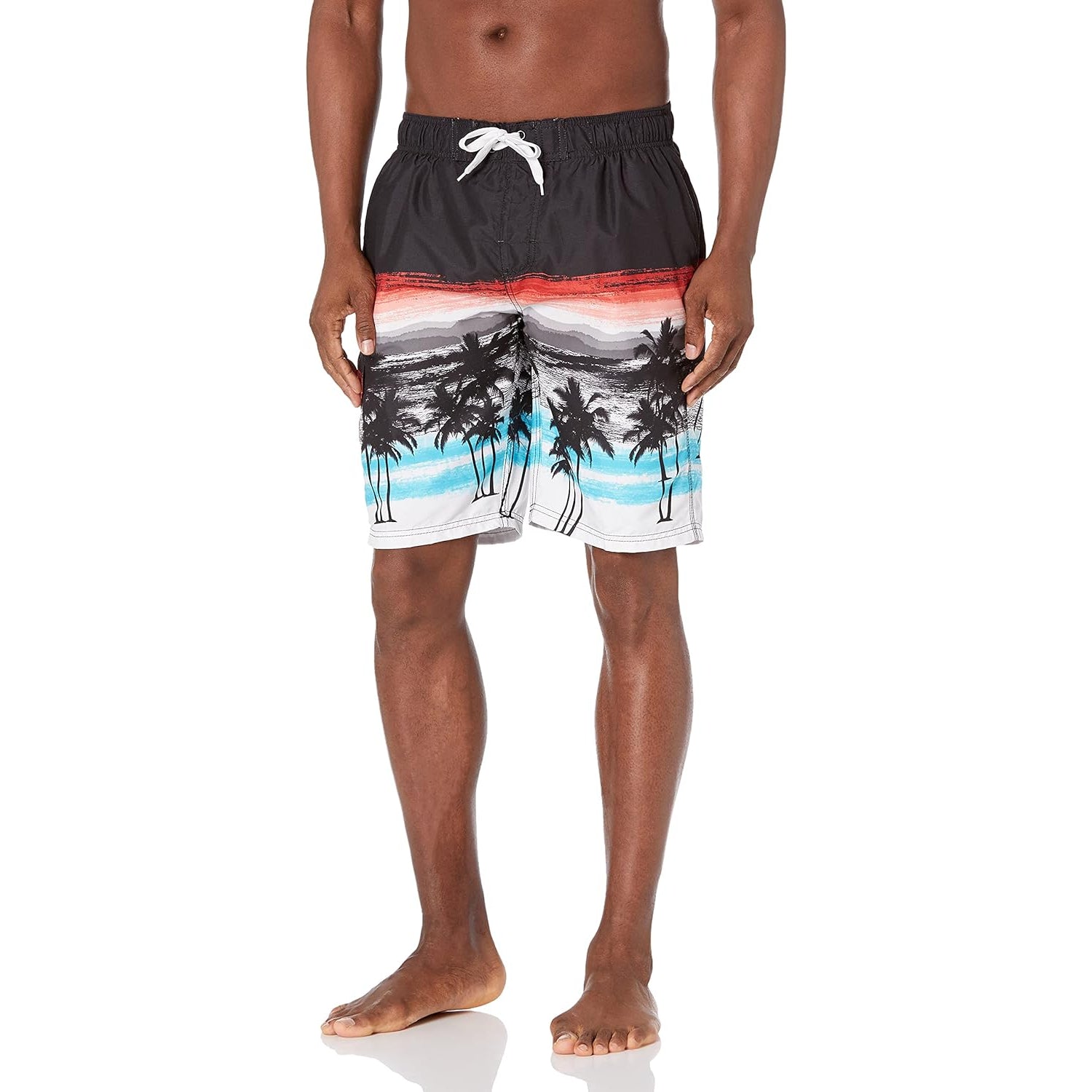 Drawstring Side Pockets Swim Trunks-Waves And Trunks