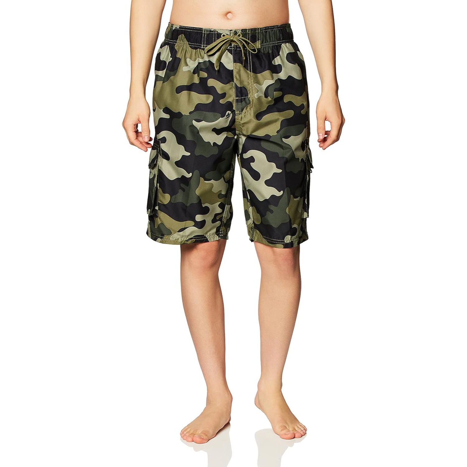 Drawstring Side Pockets Swim Trunks-Waves And Trunks