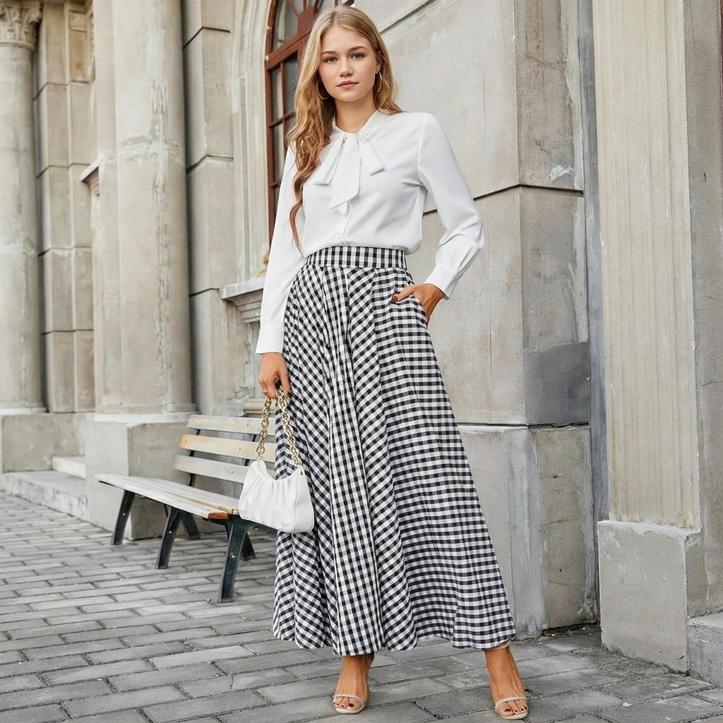 Casual Pleated Flared A Line Skirt For Women