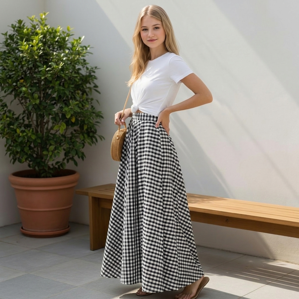Casual Pleated Flared A Line Skirt For Women