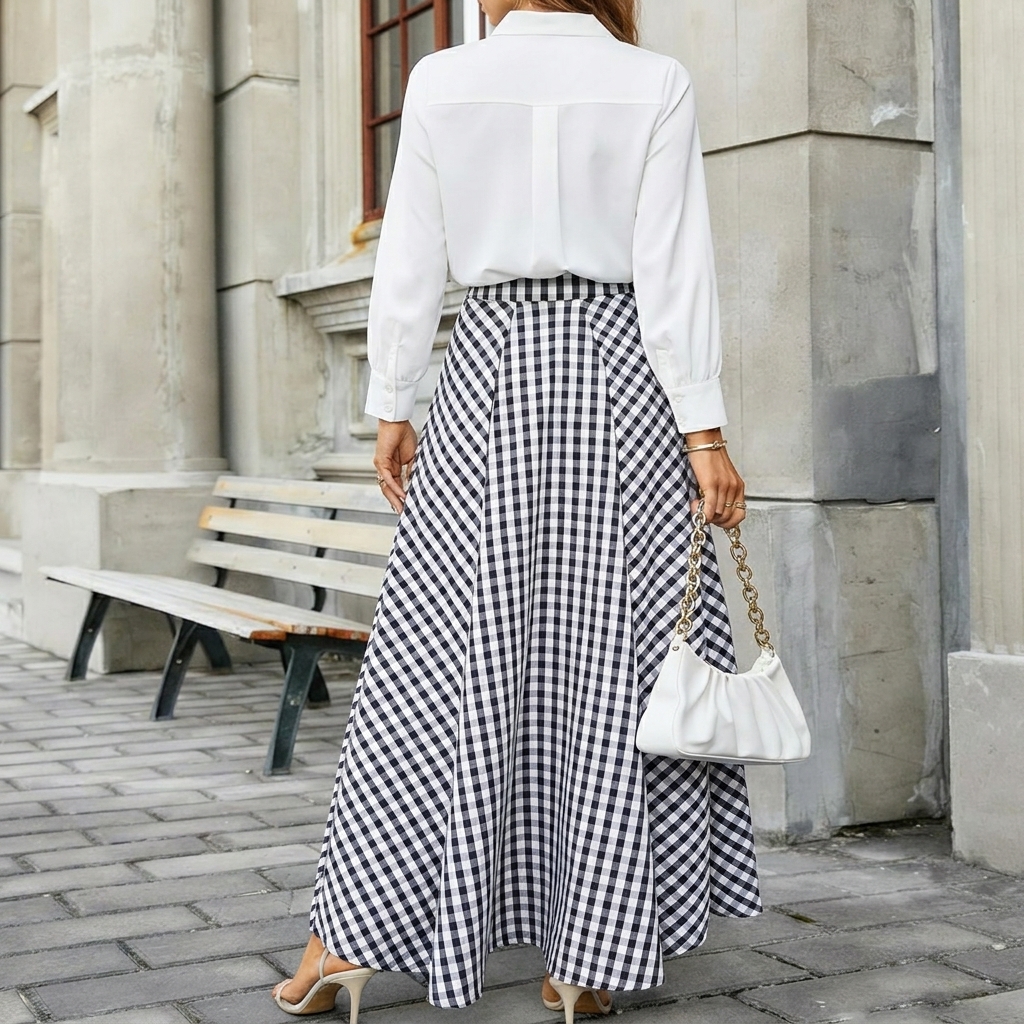 Casual Pleated Flared A Line Skirt For Women