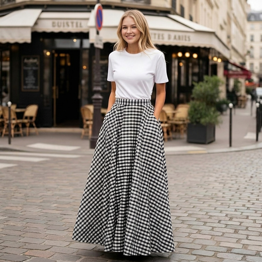 Casual Pleated Flared A Line Skirt For Women