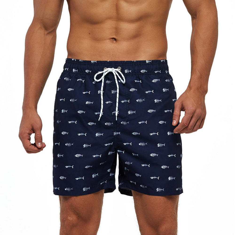 Fish Bone Draw String Swim Shorts-Waves And Trunks