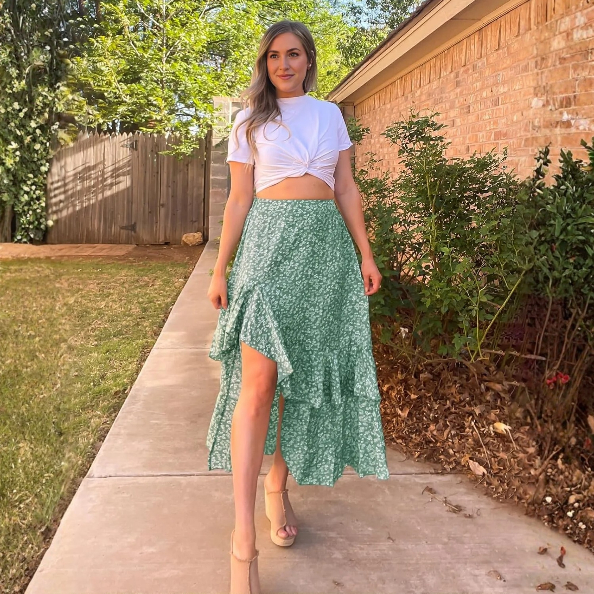 Floral Elastic Maxi Skirt For Women