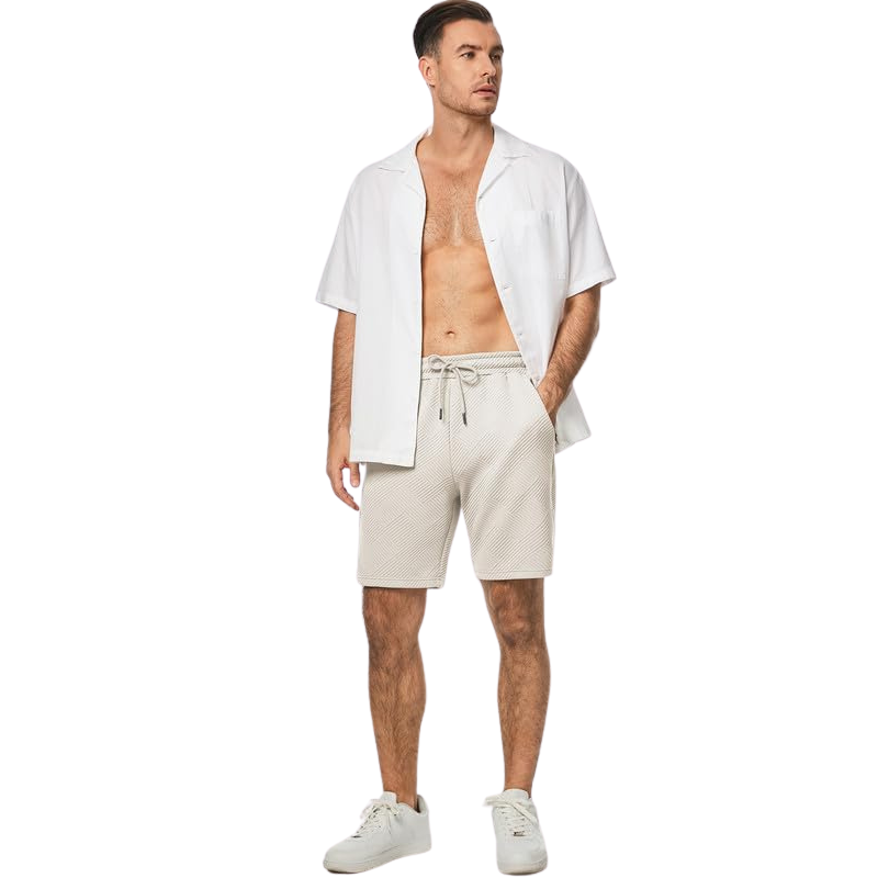 Geometric Texture Casual Shorts – Where Style Meets Comfort-Waves And Trunks