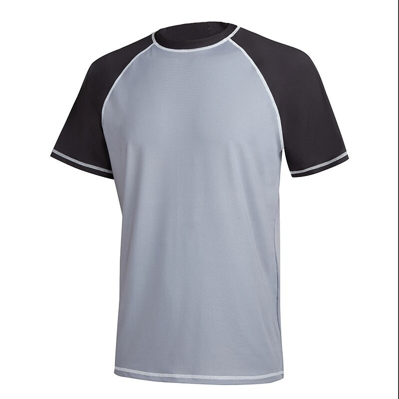 Men's Grey Short Sleeve Sports Quick-Dry T-Shirt-Waves And Trunks