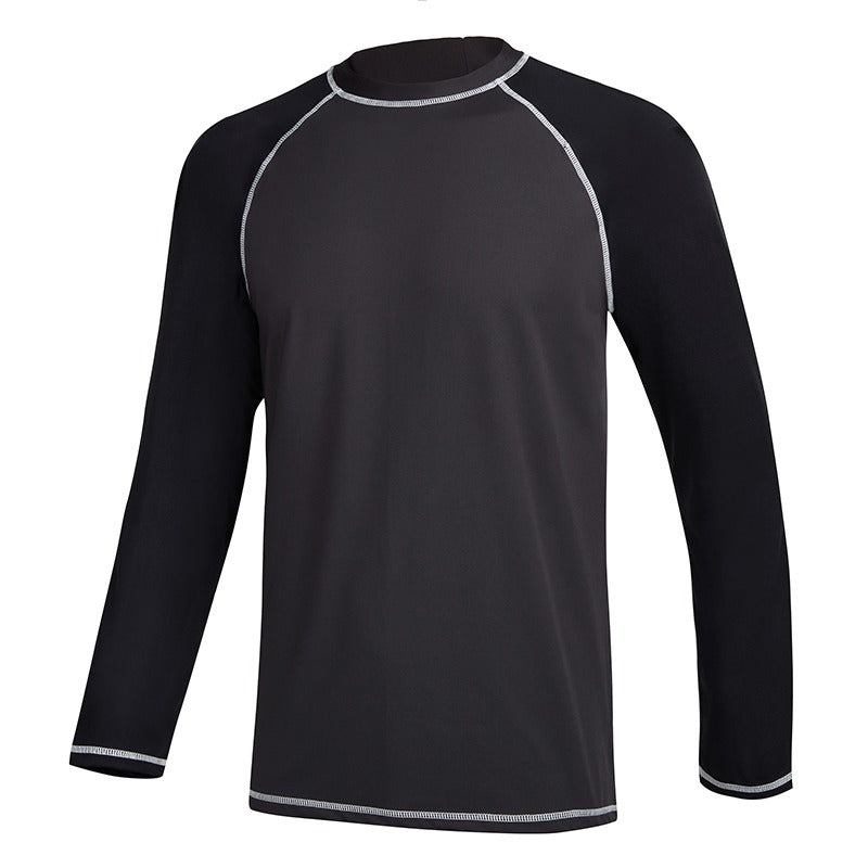 Men's Surfing Grey-Black Loose Stretch Swim Top-Waves And Trunks