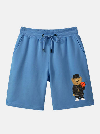 Basketball And Bear Printed Mid Length Shorts-Waves And Trunks