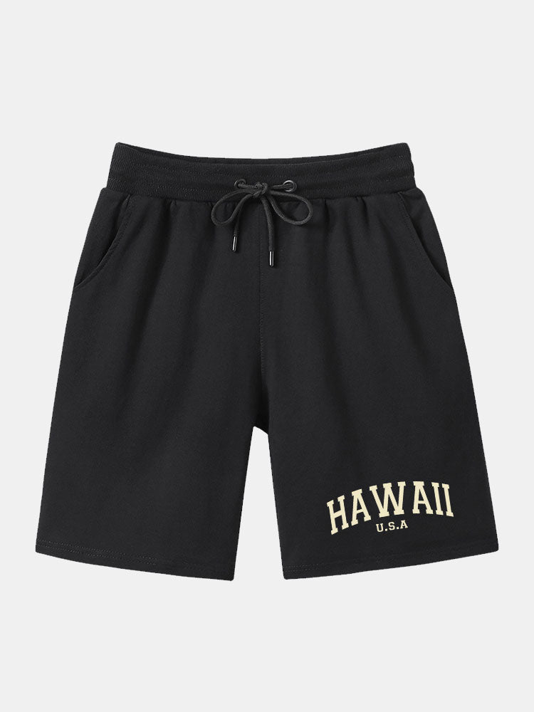 Hawaii Print Mid Length Shorts-Waves And Trunks