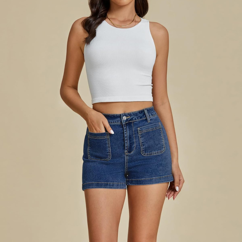 Denim Utility Shorts Pockets – Stretch Fabric and Functional Storage-Waves And Trunks