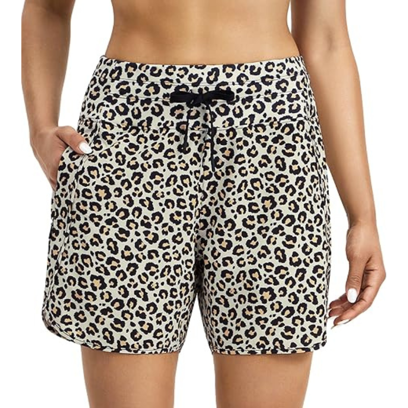 High Rise Leopard Shorts – Stylish and Comfortable Activewear-Waves And Trunks