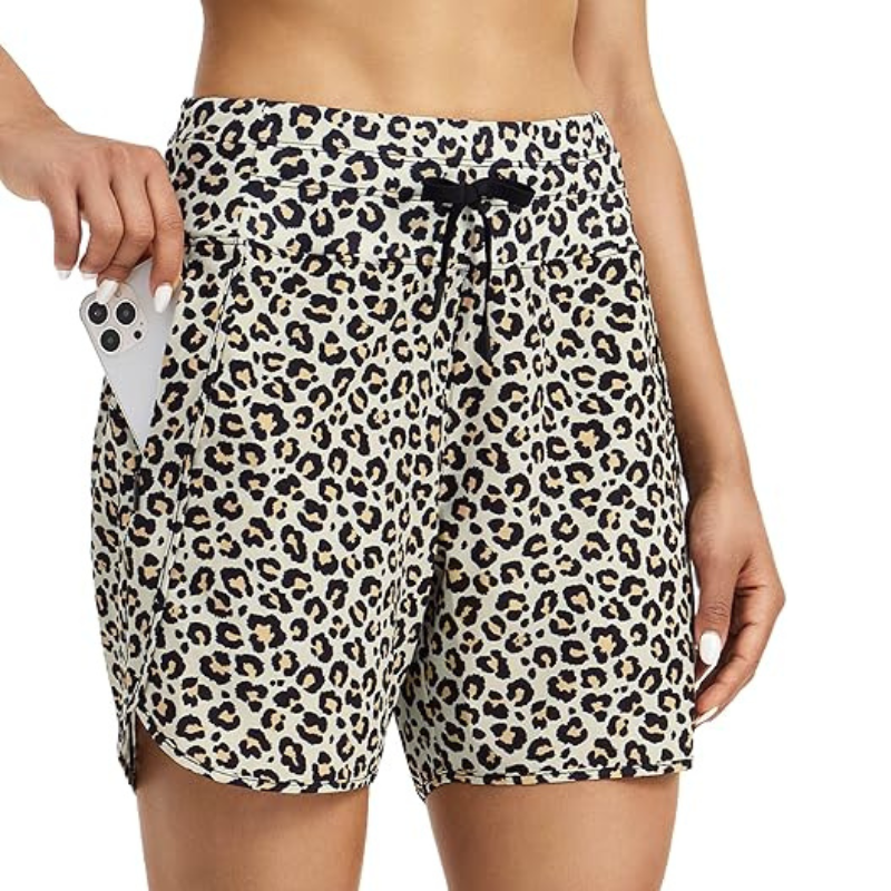 High Rise Leopard Shorts – Stylish and Comfortable Activewear-Waves And Trunks