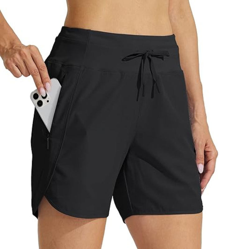 High Rise Solid Shorts – Comfortable and Stylish for Workouts-Waves And Trunks