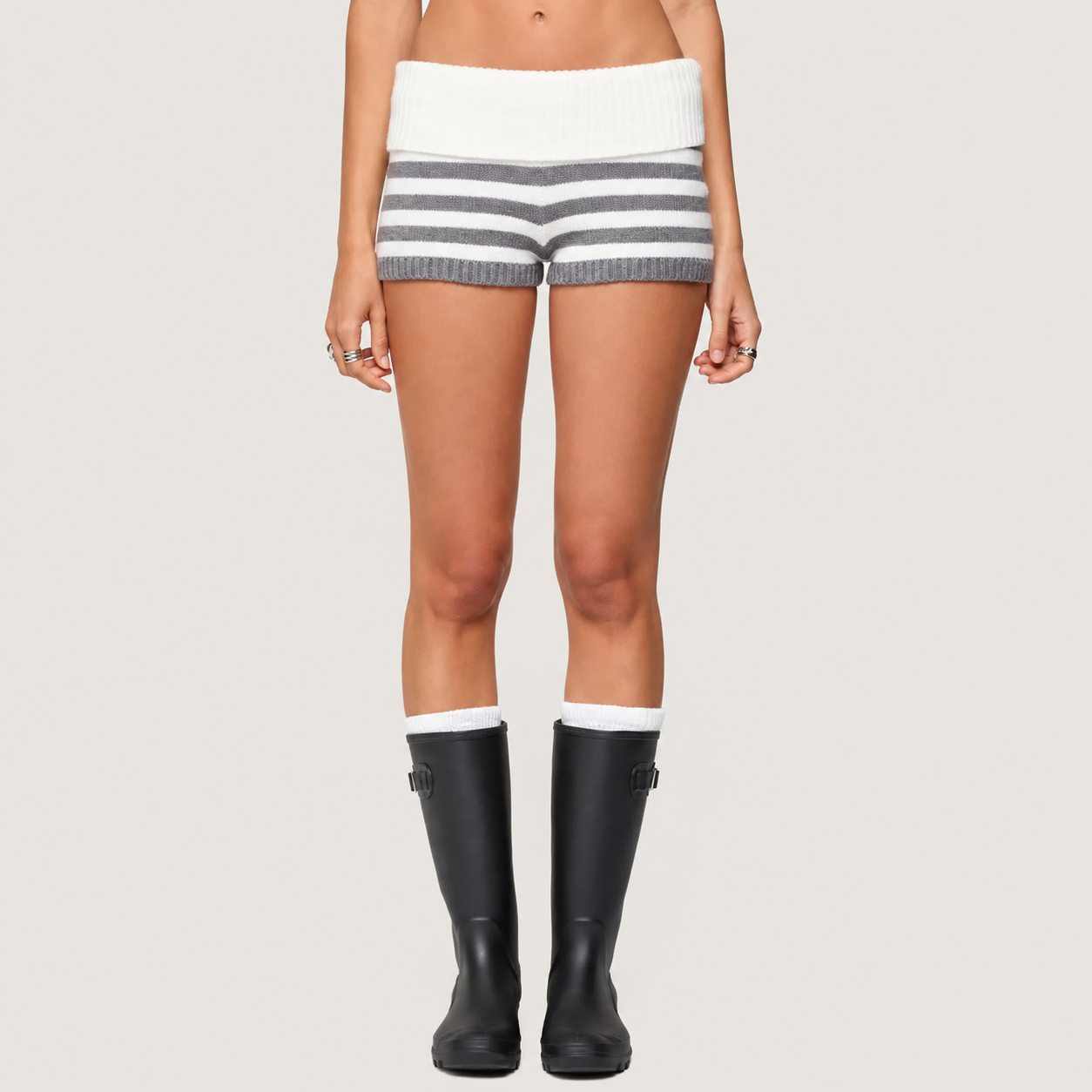 Striped Knit Shorts For Summer Outfits For Women