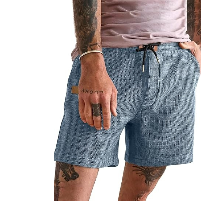 Lightweight Waffle Shorts With Drawstring And Pockets-Waves And Trunks