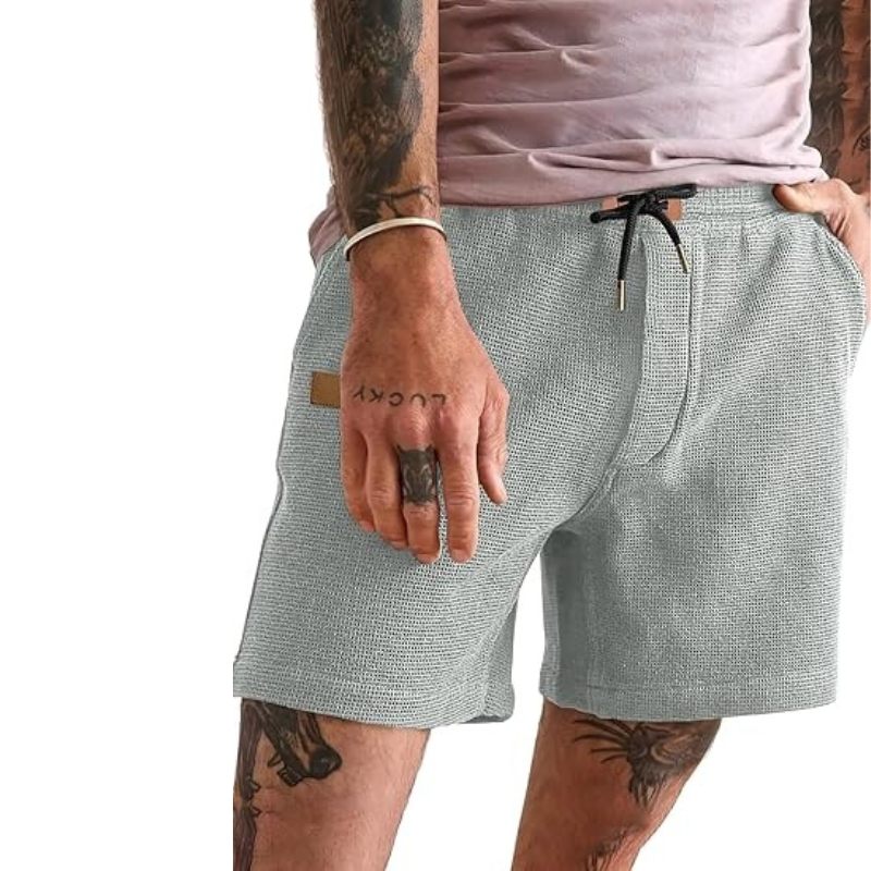 Lightweight Waffle Shorts With Drawstring And Pockets-Waves And Trunks